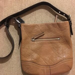 Coach tan pebble leather shoulder cross body purse